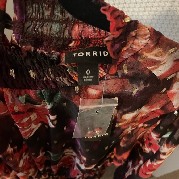 Torrid Floral Chiffon Mock Neck Midi Dress (plus size; size 0) - Picture 9 of 14